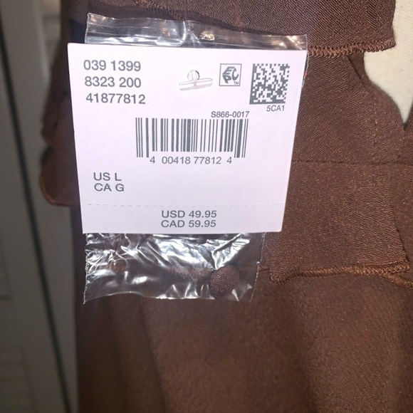 NWT American Eagle Outfitters Brown Ruffle Mini Dress Size L - Picture 7 of 10